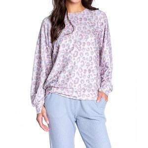 NEW PJ SALVAGE leopard long sleeve lounge top in multi
